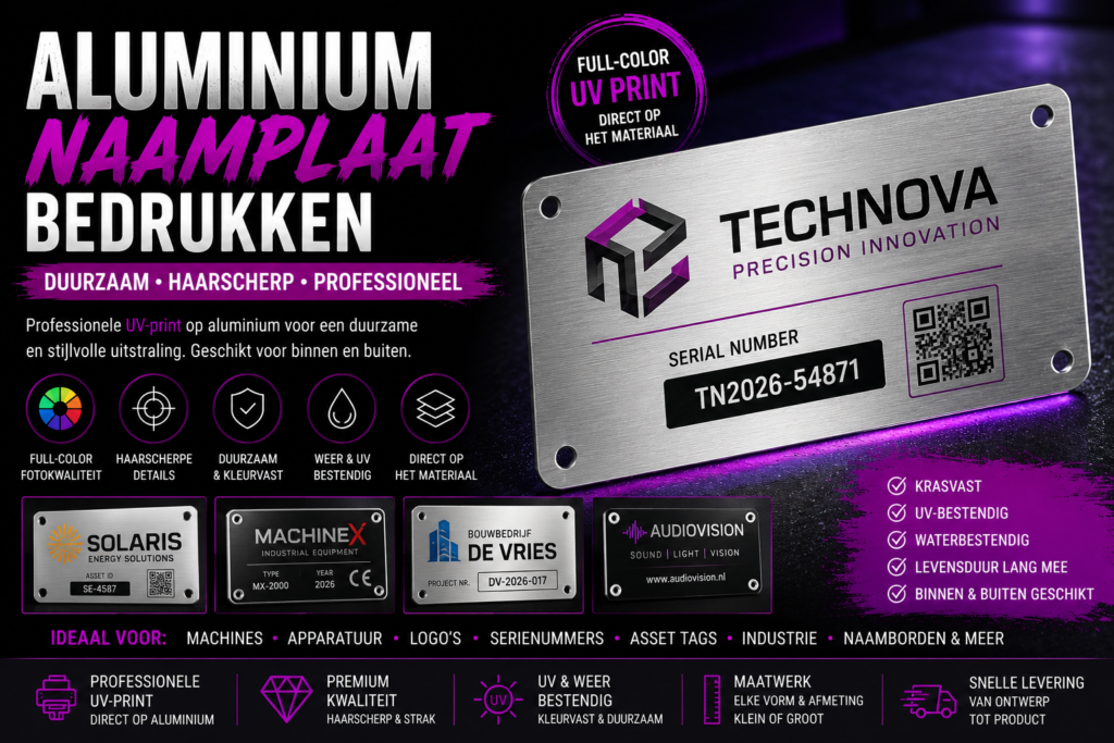 Aluminium naamplaat bedrukken